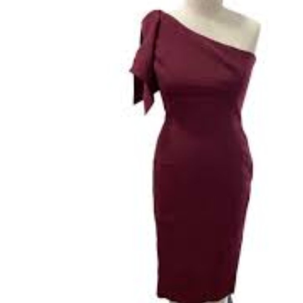 Nwt Dress the Population Tiffany One Shoulder Midi Sheath Dress